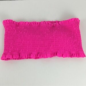 Beachsissi Bandeau Bikini Top Hot Pink Smocked XL NWOT